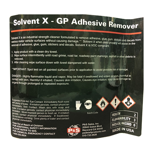 P&S Bottle Label - Solvent X