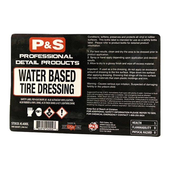 P&S Bottle Label - Water Based Dressing