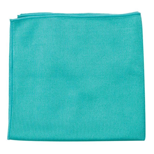 Buff and Shine Microfiber Glass Towel, Dark Green, 16" x 16" (4 pack)