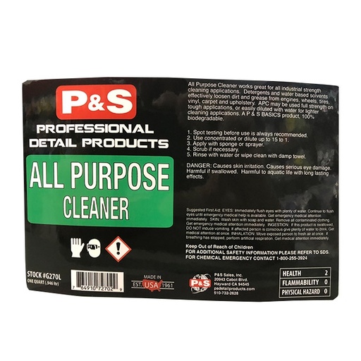 [Item# PNS-G270L                        
            ] P&S Bottle Label - All Purpose Cleaner