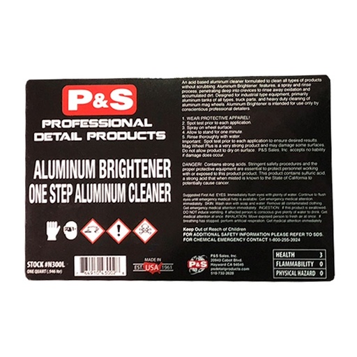 [Item# PNS-N300L                        
            ] P&S Bottle Label - Aluminum Brightener